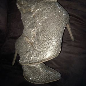 Gold Glitter Thigh High Boots